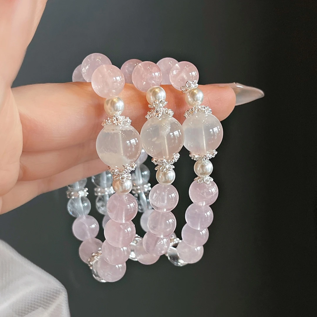 铜合金仿水晶手链 「晴空」粉水晶手串精致手链温柔气质女生配饰