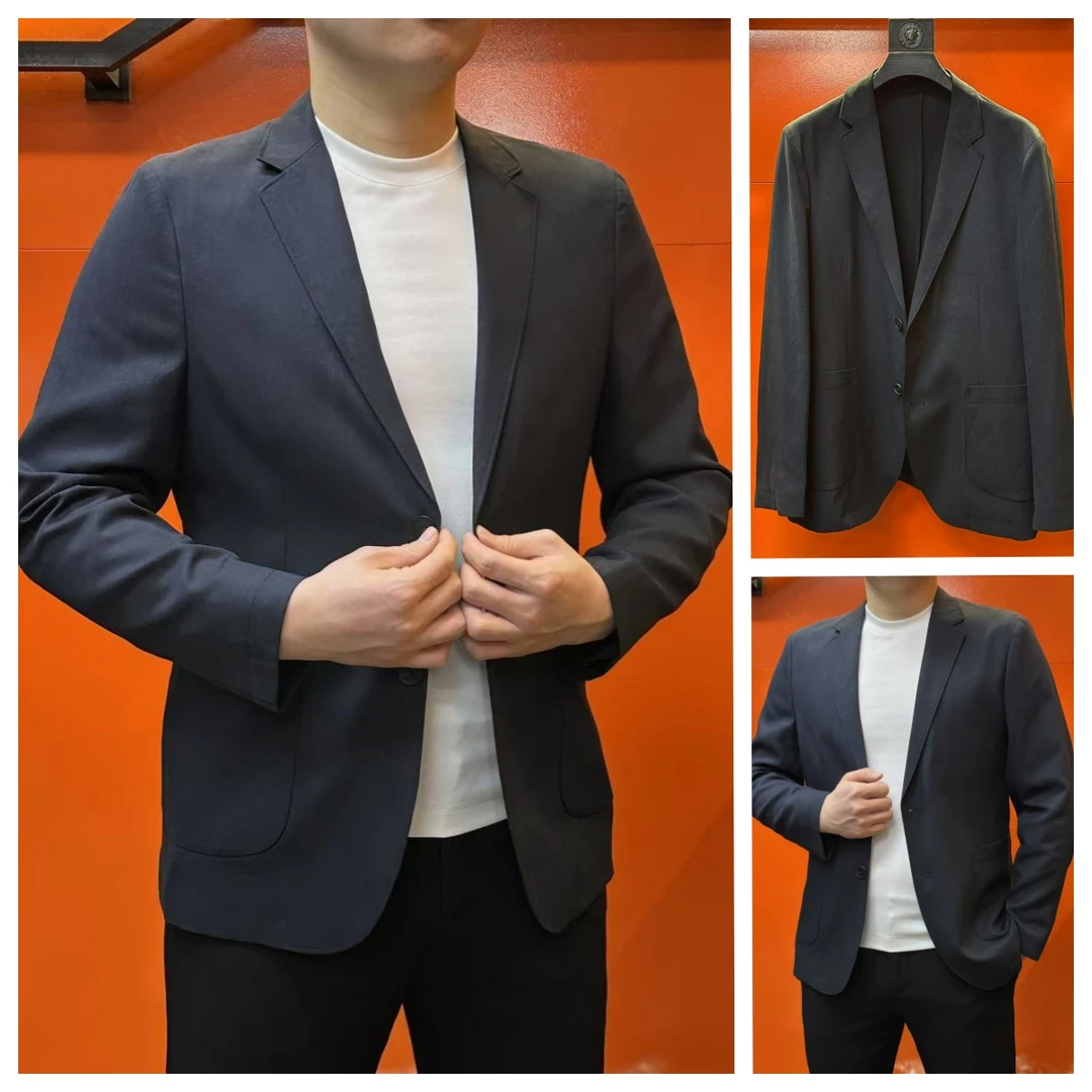 杰克朗博25年新商务风格男士商务休闲春款亚麻西装79003