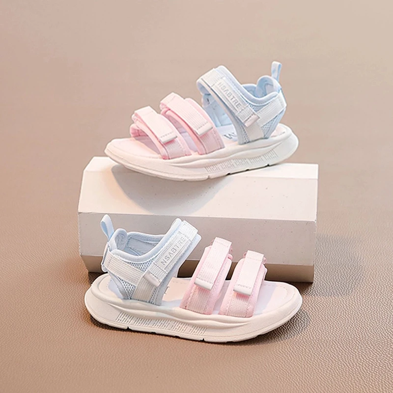 ABC女童运动凉鞋2025新款夏季宝宝女孩中大童沙滩软底防滑凉鞋