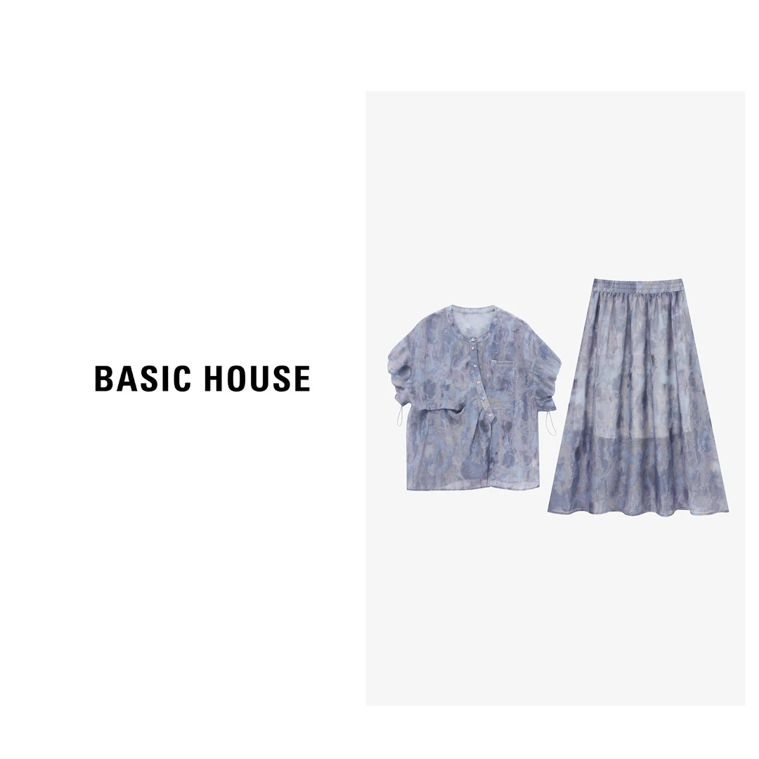 Basic House/百家好夏季紫罗兰休闲晕染复古套装-B0625B5AQJ2