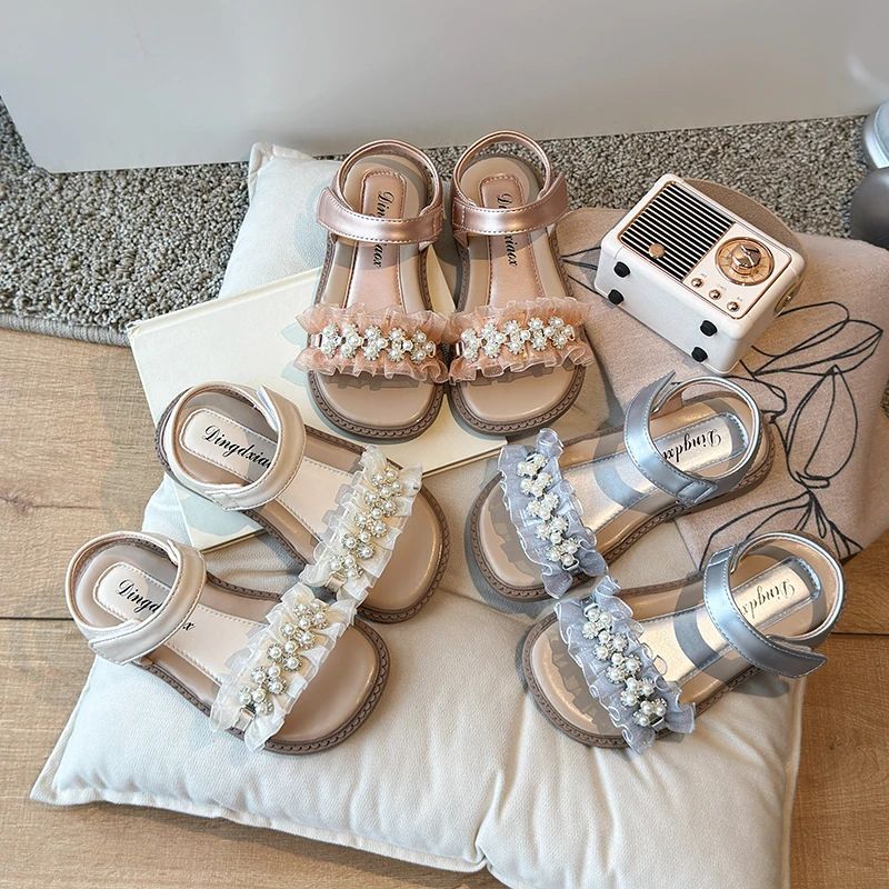 女童凉鞋2025宝宝新款时尚公主鞋中大童软底沙滩鞋小女孩儿童水钻