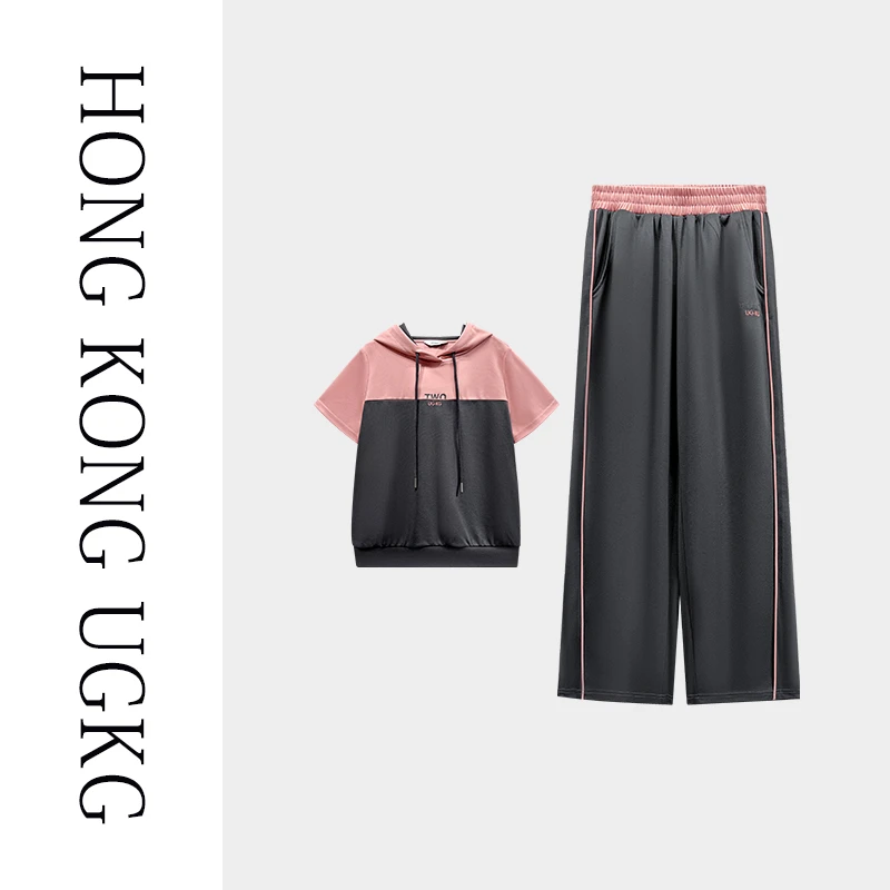 香港UGKG 设计师品牌女装原创高端套装女夏季短袖上衣裤子两件套