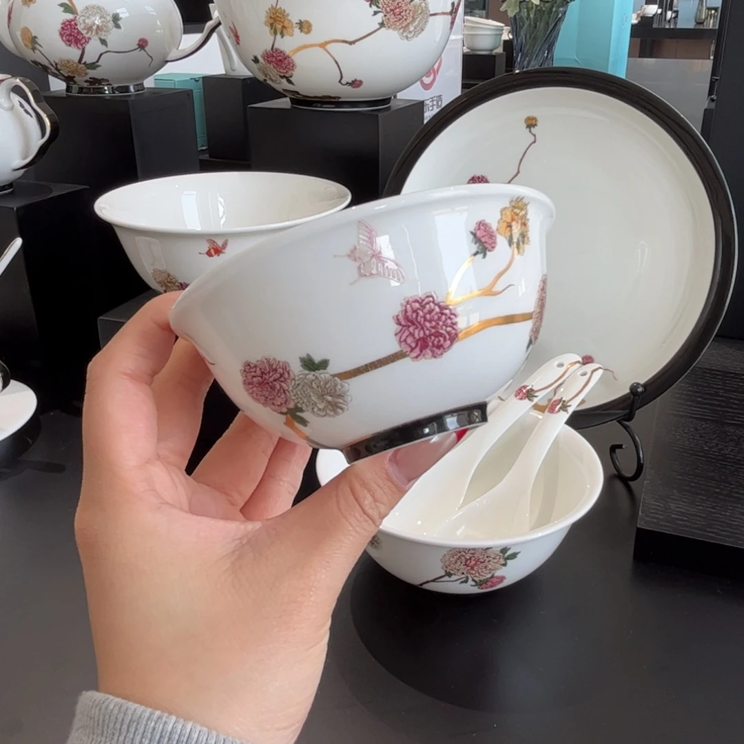 瓷片（合格品安全包装）花开富贵11cm口汤碗