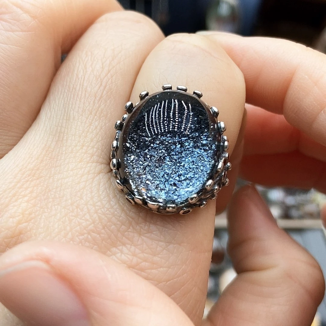 水晶戒指银S925镶嵌熏*草