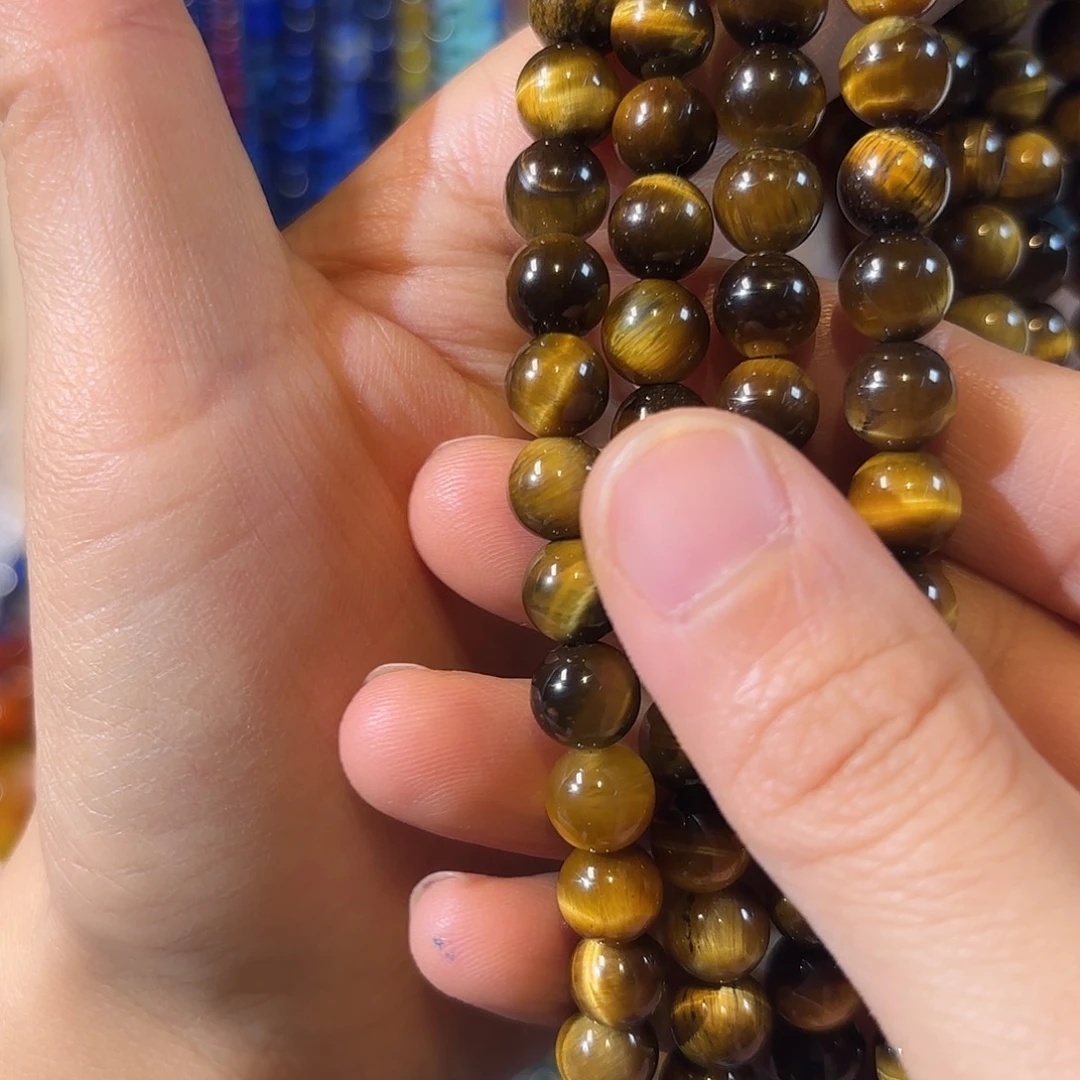 玛瑙/玉髓银S925镀金镶嵌珠宝半成品虎眼卡8一条