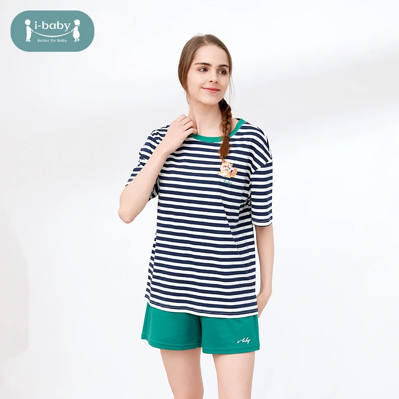 ibaby速干棉吸湿排汗成人T恤短裤套装
