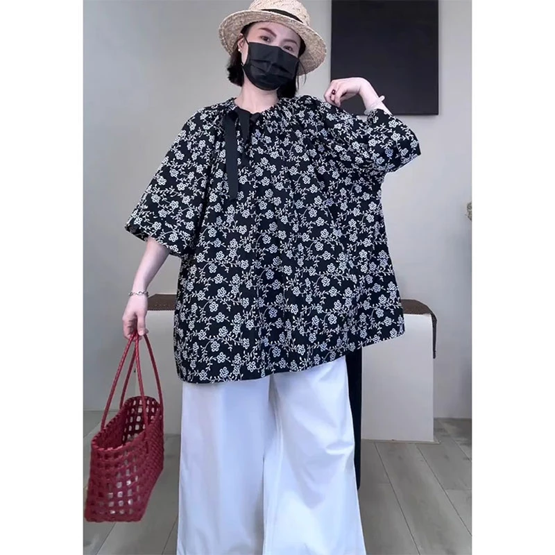 韩版爆款百搭宽松印花衬衫女欧洲站2025夏季新款时髦休闲短袖上衣