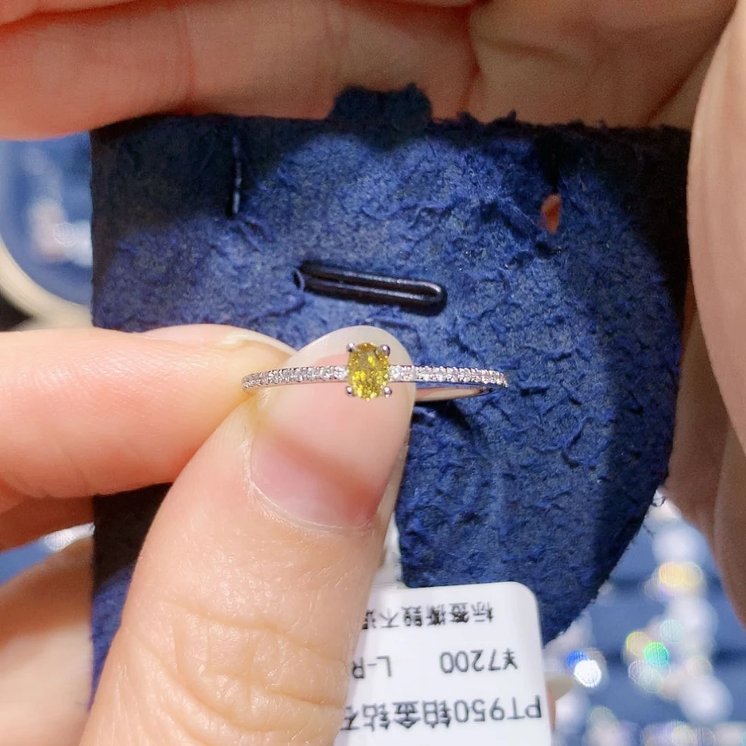 【闪购商品】铂Pt950镶嵌戒指/指环钻石简单黄钻戒指