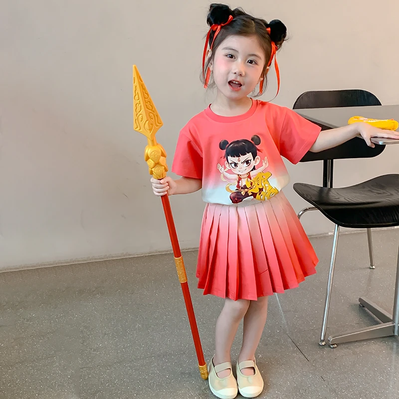 哪吒女童套装夏季2025新款洋气炸街儿童短袖两件套女宝宝衣服夏装