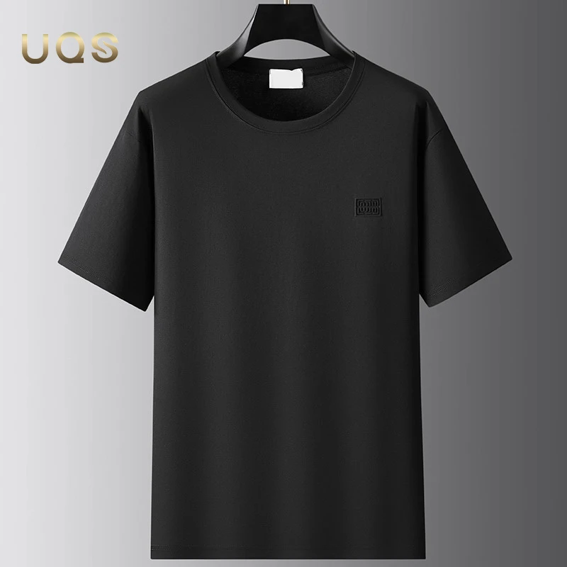 大码男士夏季运动休闲精梳棉T恤夏季新品宽松舒适薄款透气亲肤款