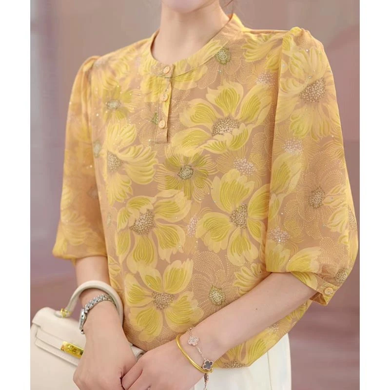 740-[高品质]气质优雅时尚碎花衬衫