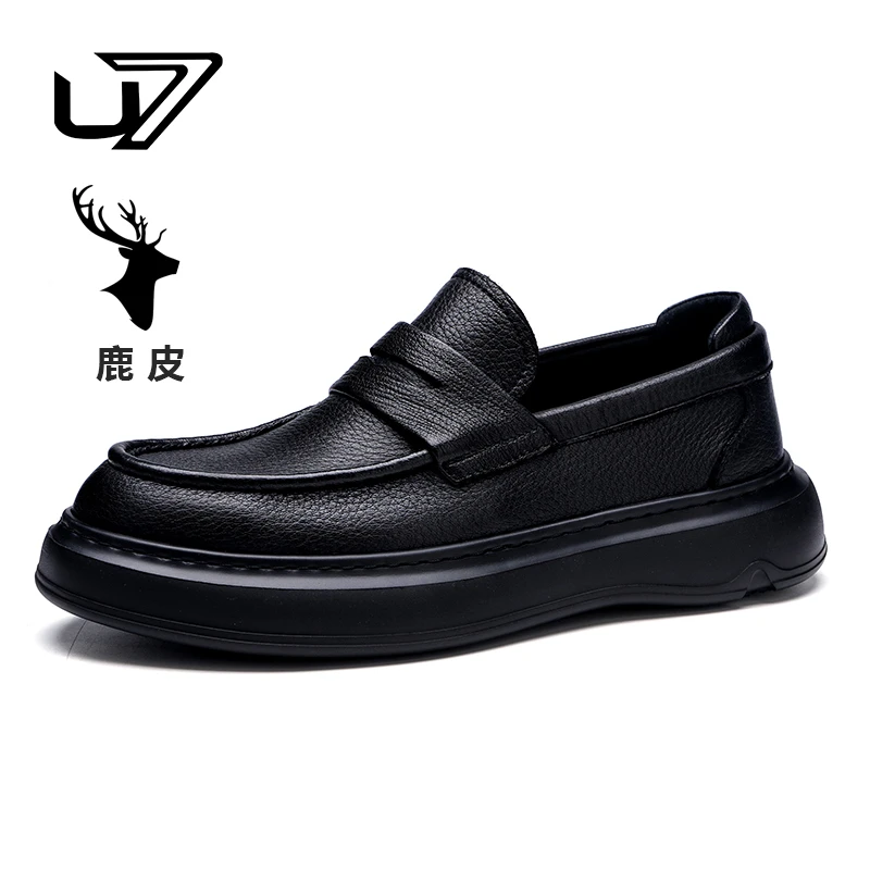 U7男士新款舒适百搭商务时尚软底男士皮鞋鹿皮男鞋1818709