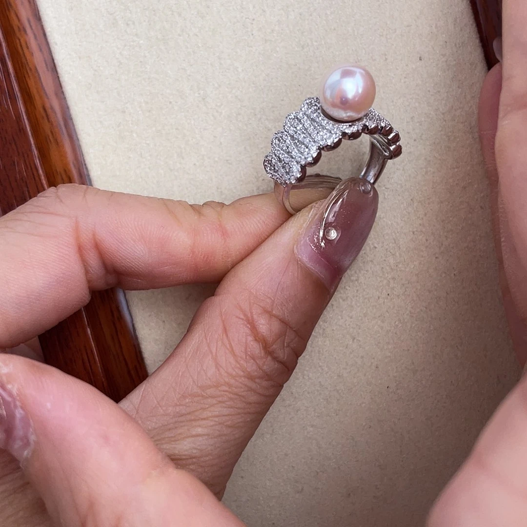 海水珍珠戒指银S925镶嵌
