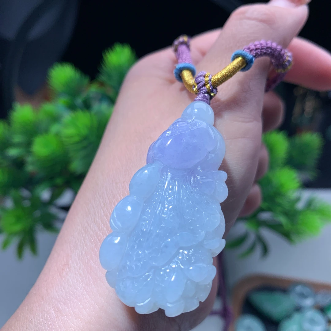 天然缅甸翡翠白菜吊坠