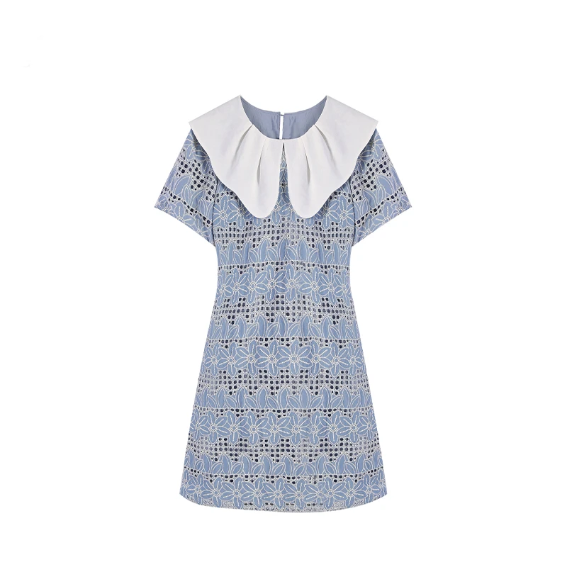 橘子 五季家微胖夏季新款时尚娃娃领显瘦中长款连衣裙ZL92853