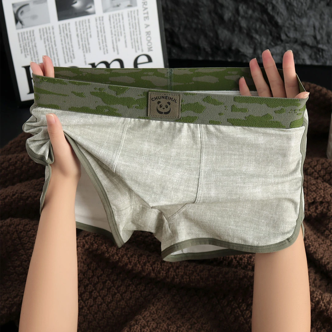 棉质舒适亲肤男士内裤新款纯色四角裤男式居家平角短裤衩青年透气
