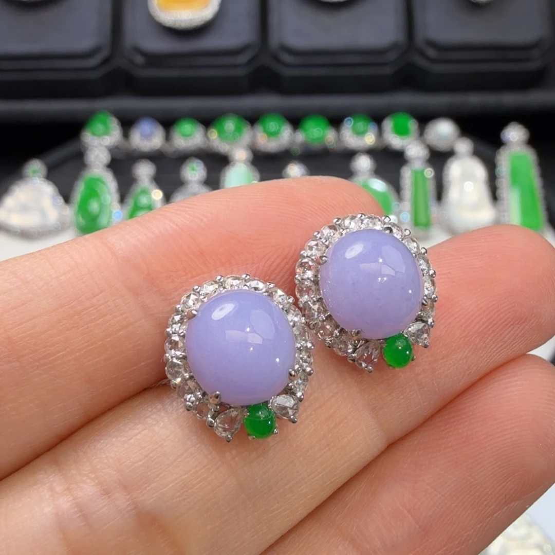 翡翠18K金镶嵌耳饰收到货48小时鉴赏期