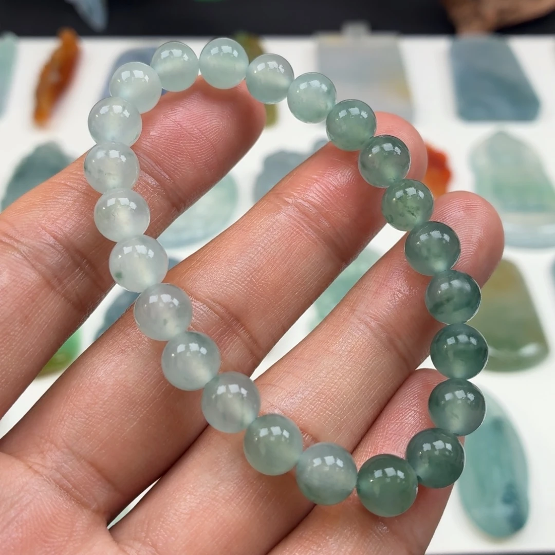 定制翡翠未镶嵌卡8冰晴绿渐变色