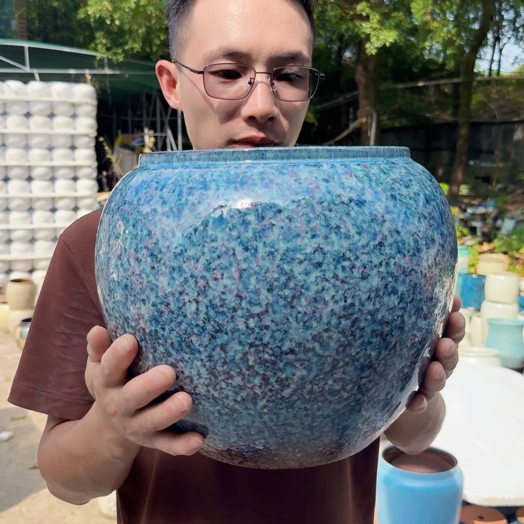 紫砂花盆口23高27（一个球蓝武新款