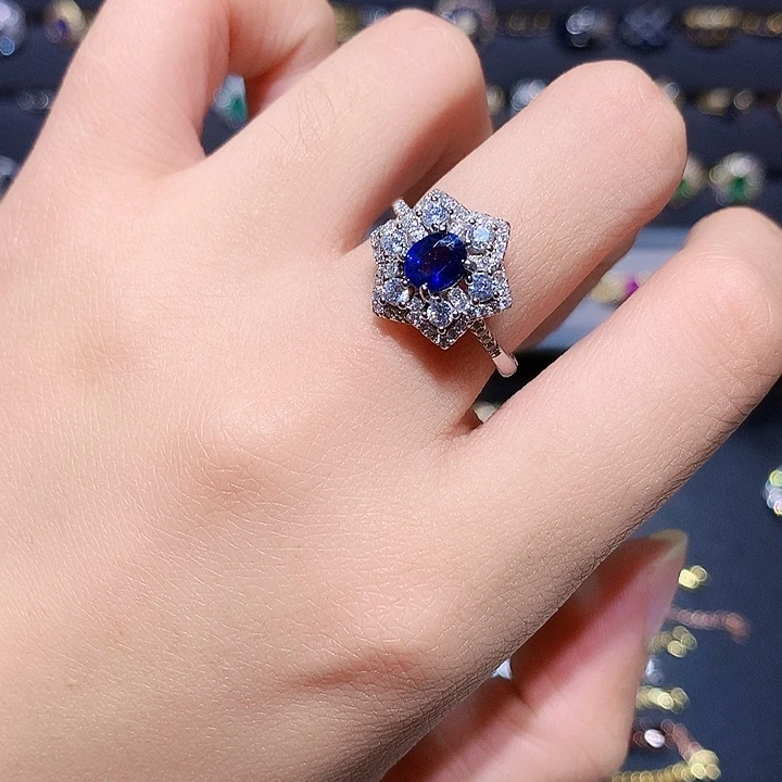 戒指银S925镶嵌蓝宝石