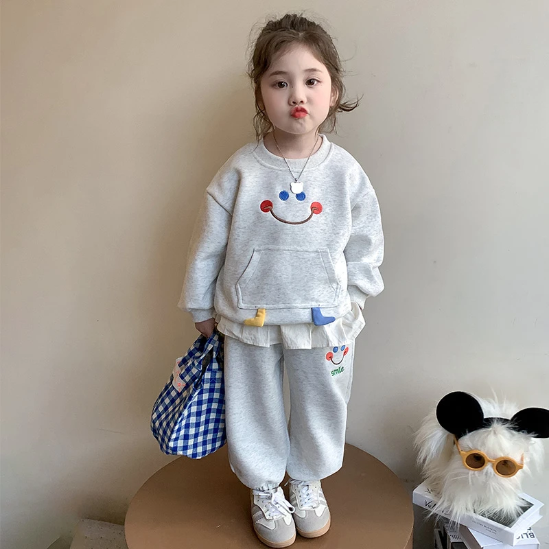 女童休闲套装2025新款儿童春秋装洋气时髦女宝宝春季卫衣两件套潮