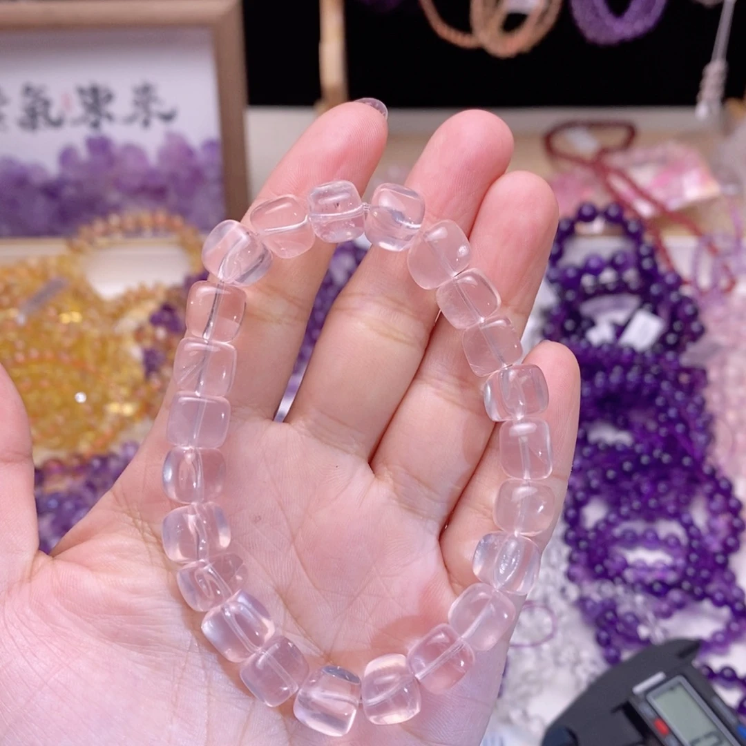 水晶手链未镶嵌粉晶方糖