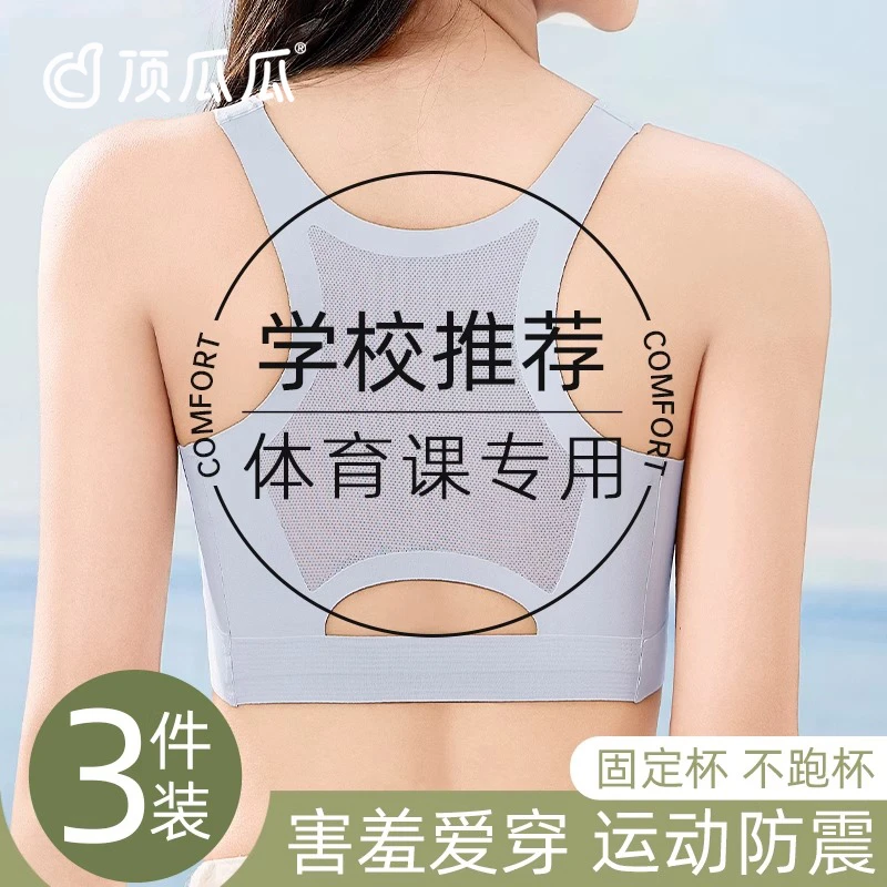 顶瓜瓜初高中跑跳专用内衣女防震透气正姿发育12-18岁女学生文胸