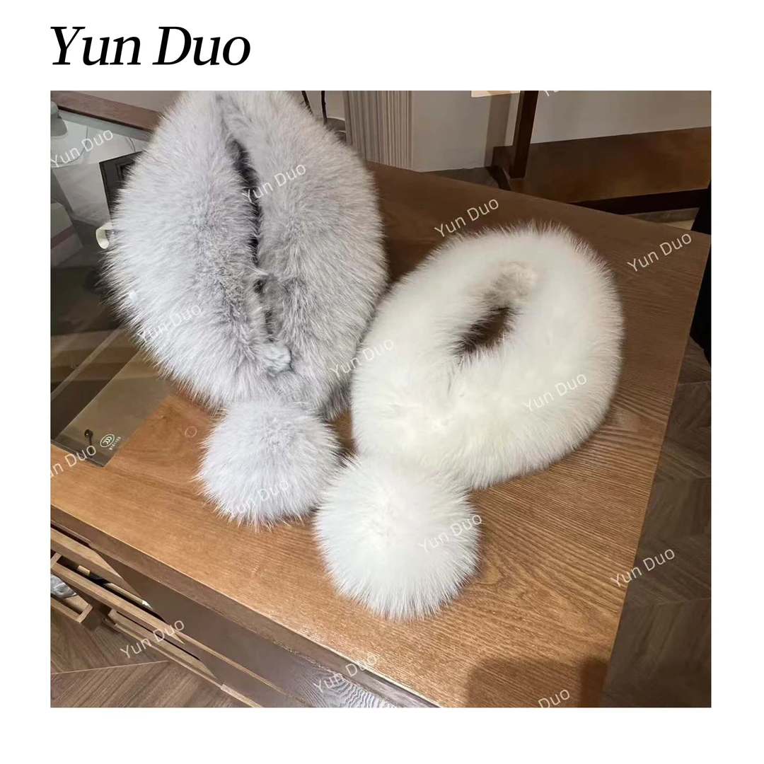 云朵定制【小团团】狐狸毛磁吸扣毛球围巾LH84