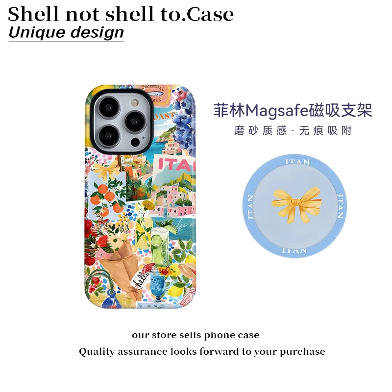 菲林二合一创意葡萄适用苹果16/15promax手机壳14/13磁吸12女款11