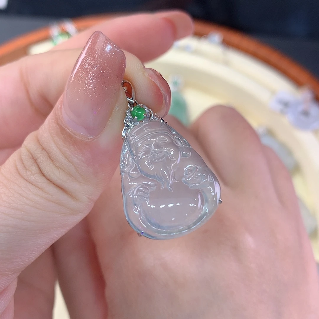 翡翠18K金镶嵌吊坠(不含链)