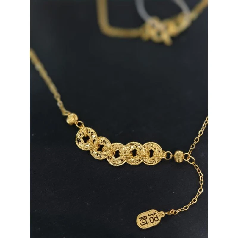 【金展珠宝】足金  招财五帝币O字套链