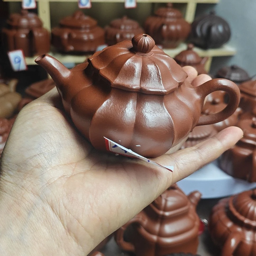 宜兴紫砂壶筋纹器半手工制作赵庄朱泥容量一佰伍十CC