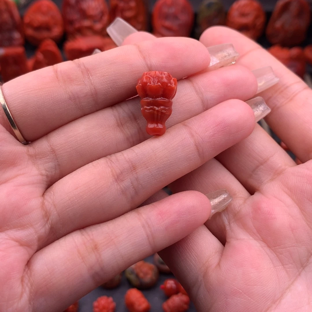 南红玛瑙南红川料莲花三通12mm未镶嵌