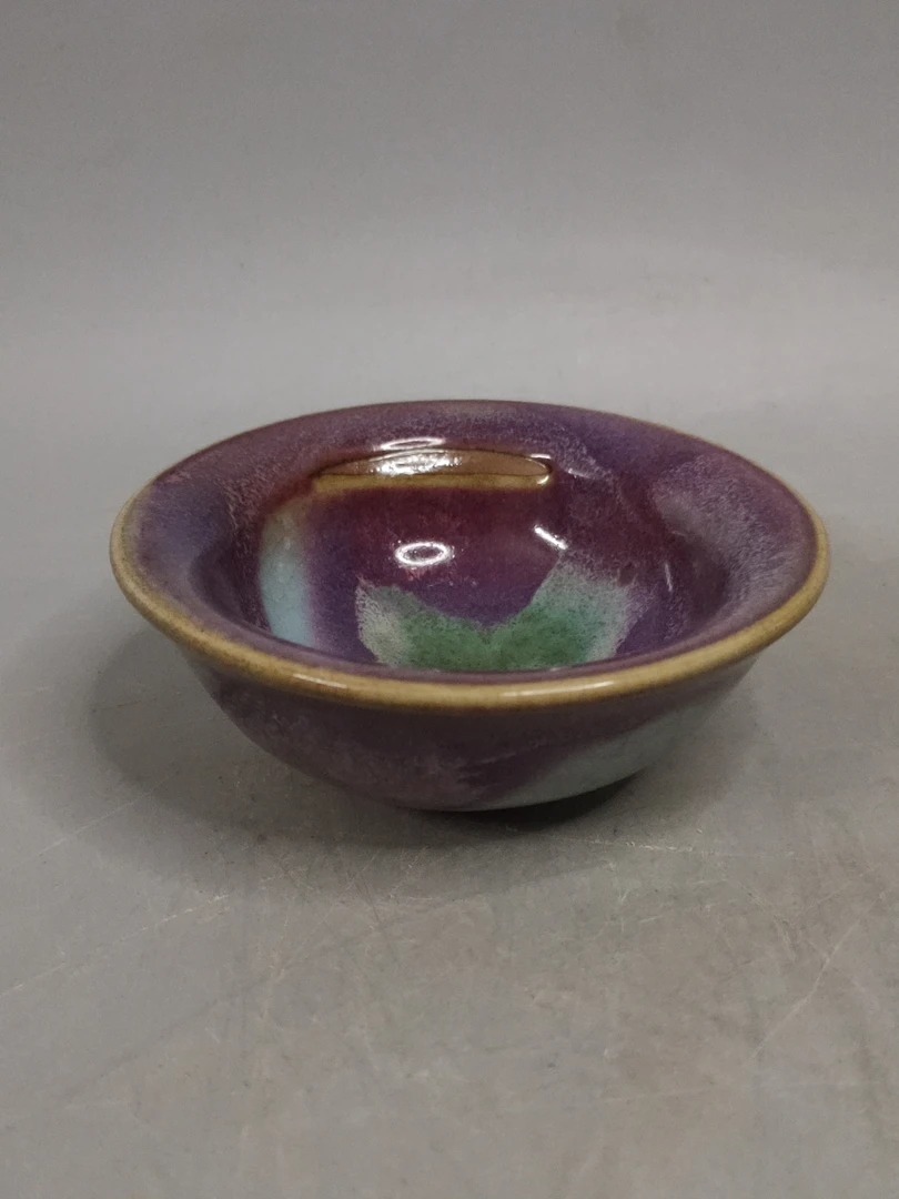 钧窑小碗，茶盏，口直径8cm，高3cm，老钧瓷，旧藏，喜欢的来陶瓷茶杯