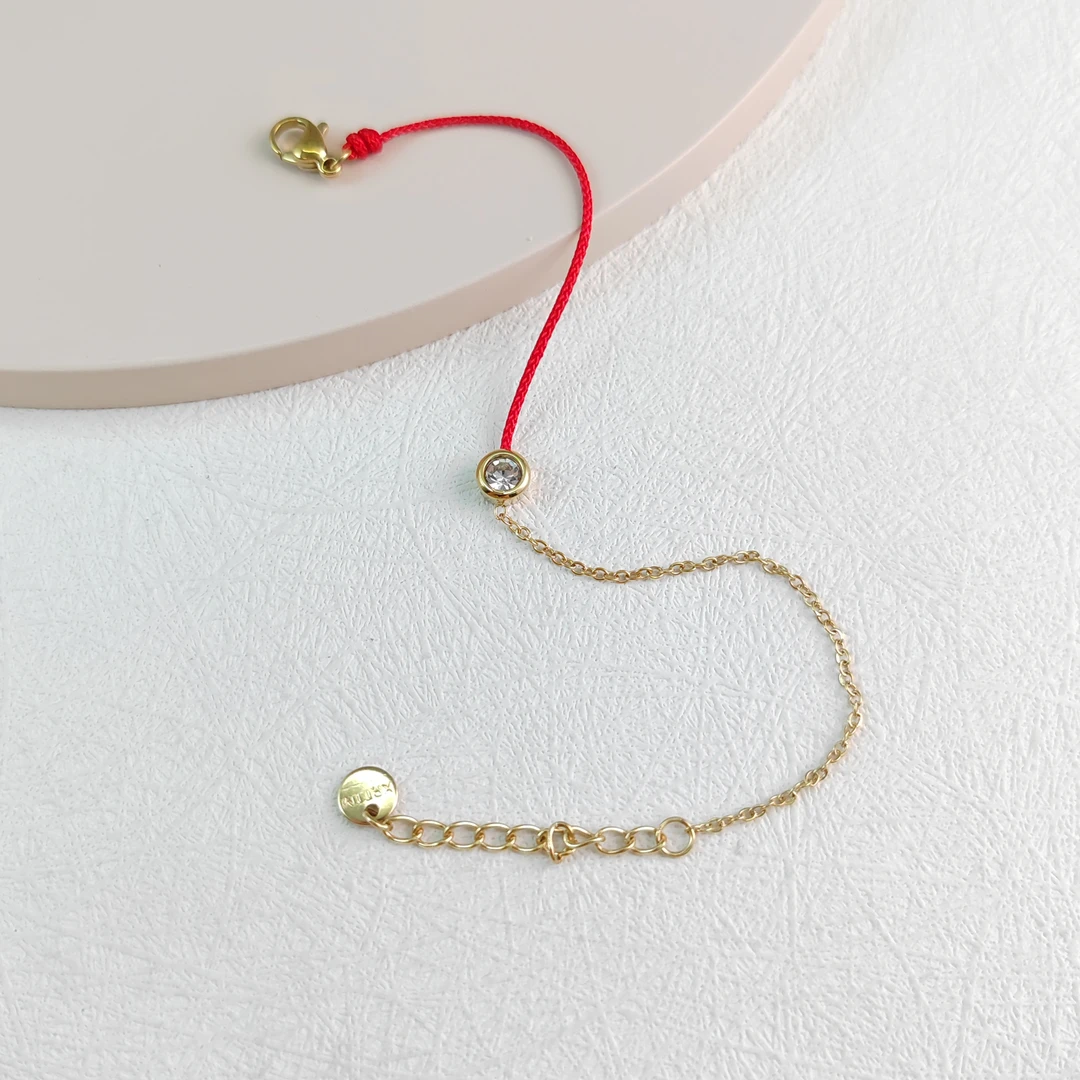 XUPING/旭平首饰 不锈钢合成锆石手链 618简约红绳GDM T001015520