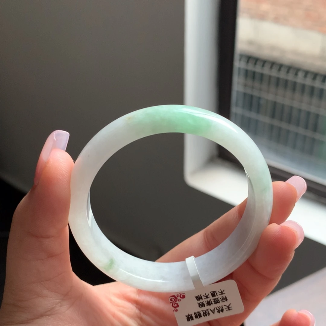 翡翠手镯未镶嵌2 55白底青种水正圈