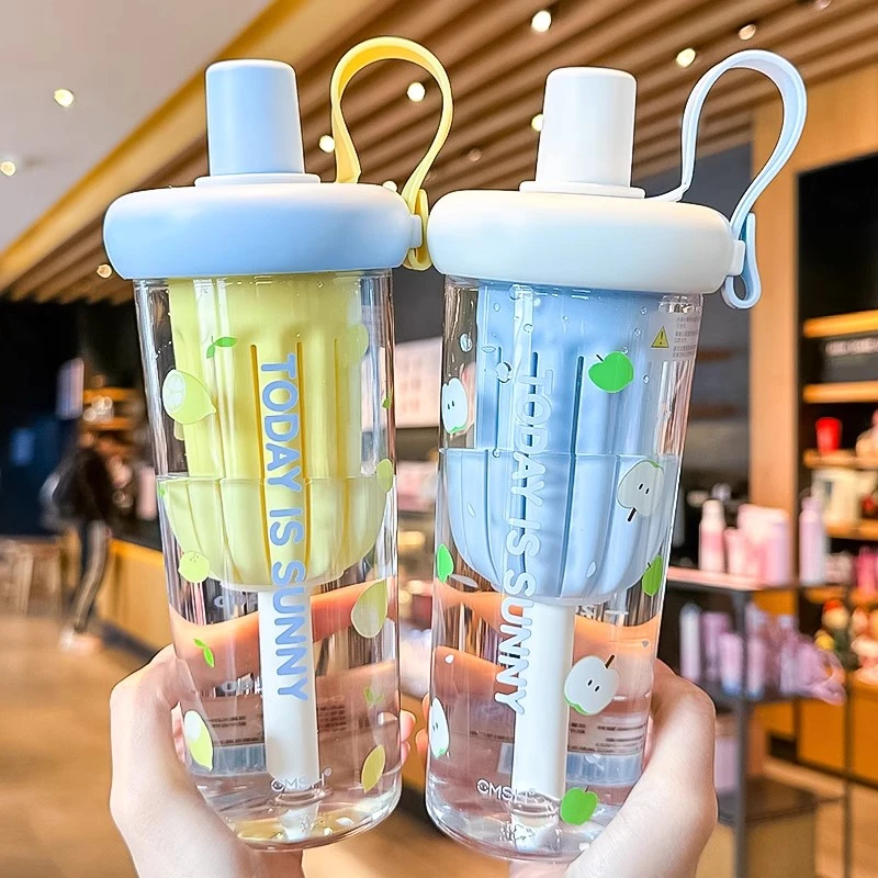 简约女生高颜值水杯2025新款茶水分离随手杯夏天办公室吸管杯子