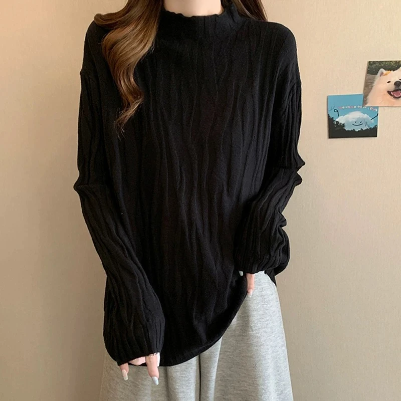 8803树皮纹胖MM大码女装打底针织衫2025新款内搭毛衣