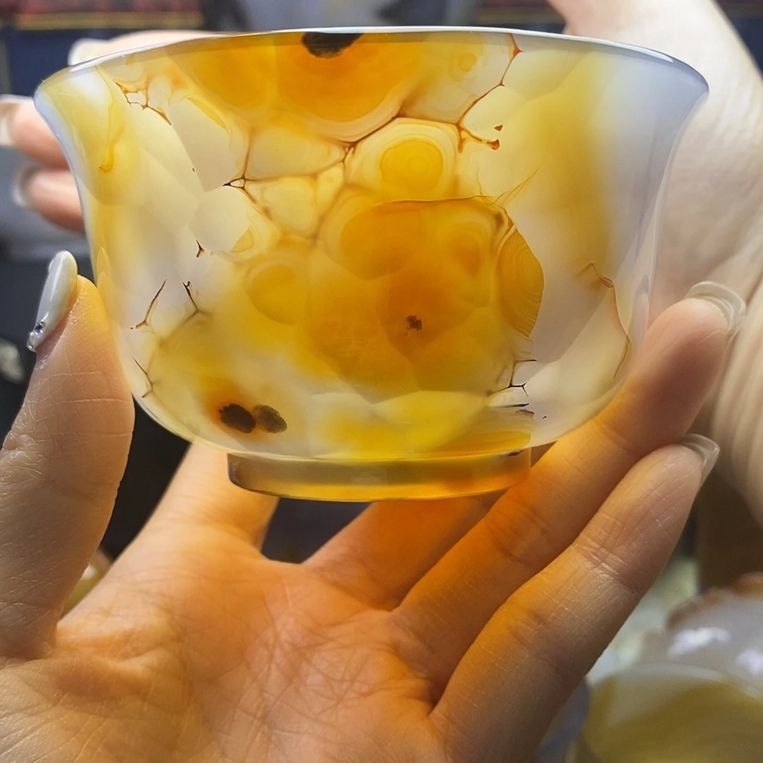 玛瑙/玉髓合金虎皮花纹主人杯