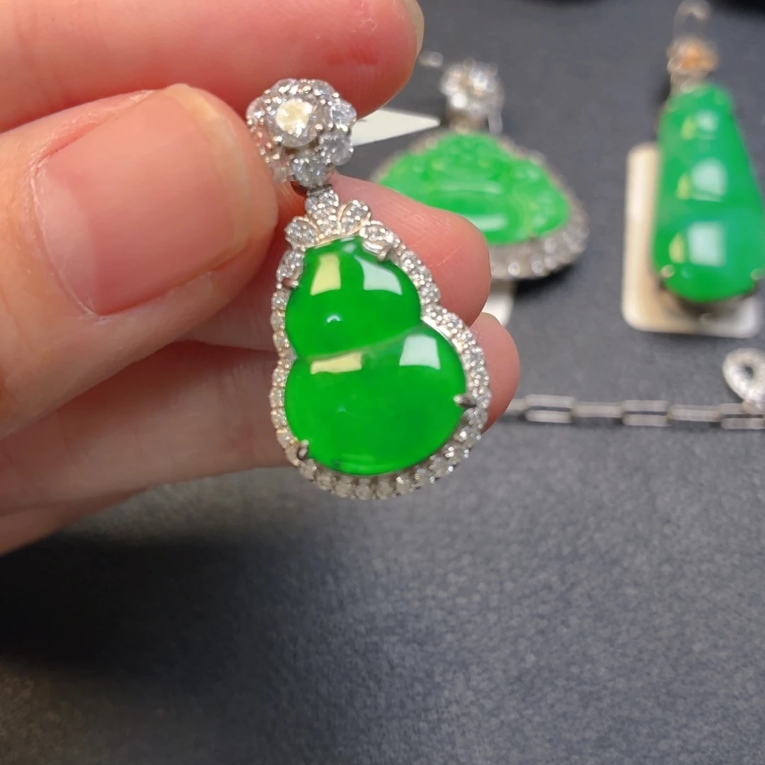 翡翠银S925镶嵌吊坠(不含链)