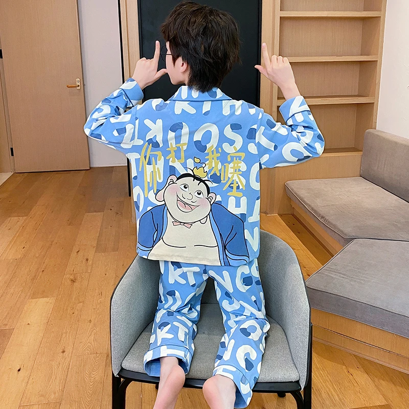 伊束姿男童睡衣2025新款青少年春秋季纯棉太乙真人儿童大童家居服