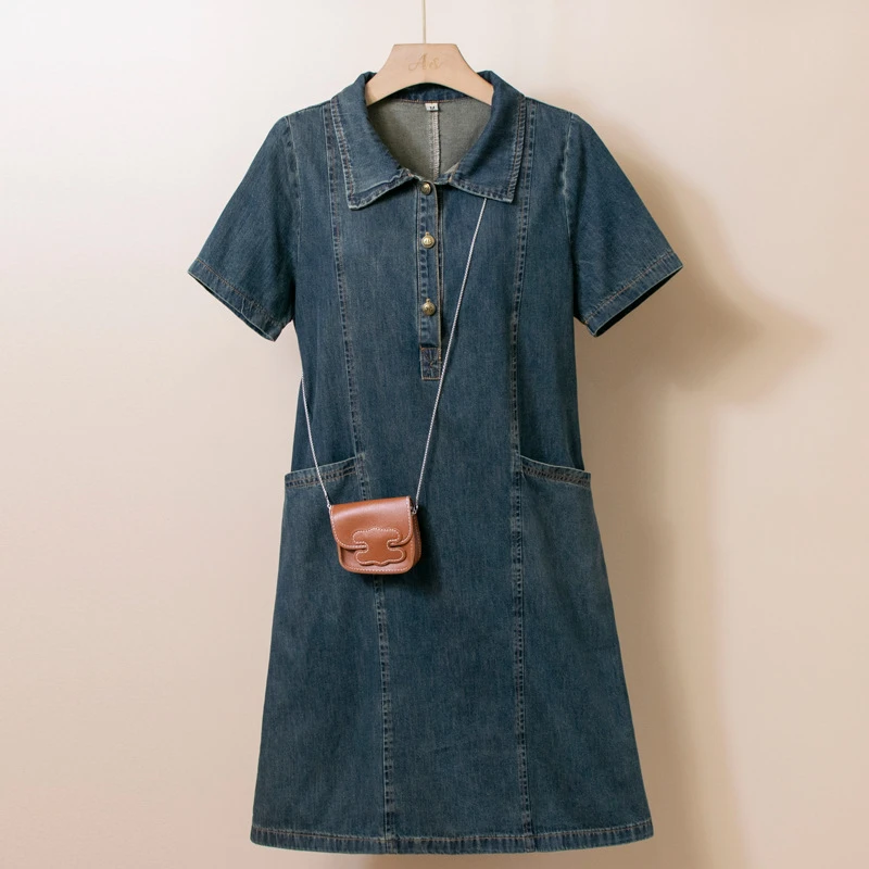 2025夏季新款时尚牛仔连衣裙女宽松显瘦中长款衬衫裙洋气减龄裙子