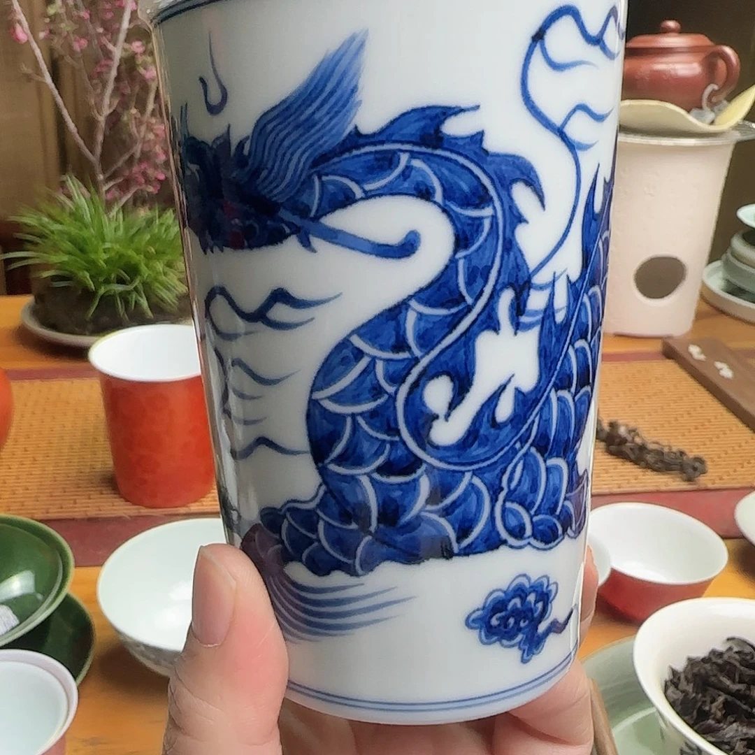杯子陶青花可乐杯