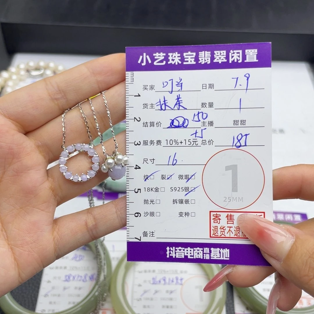 叮***猫翡翠银S925镶嵌颈饰