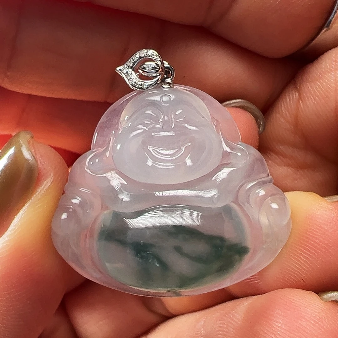 翡翠18K金镶嵌颈饰吊坠