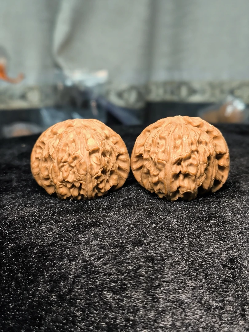 文玩核桃白狮子全品边41.7/42.3肚42.4/42.1高32.6/31.7克重44