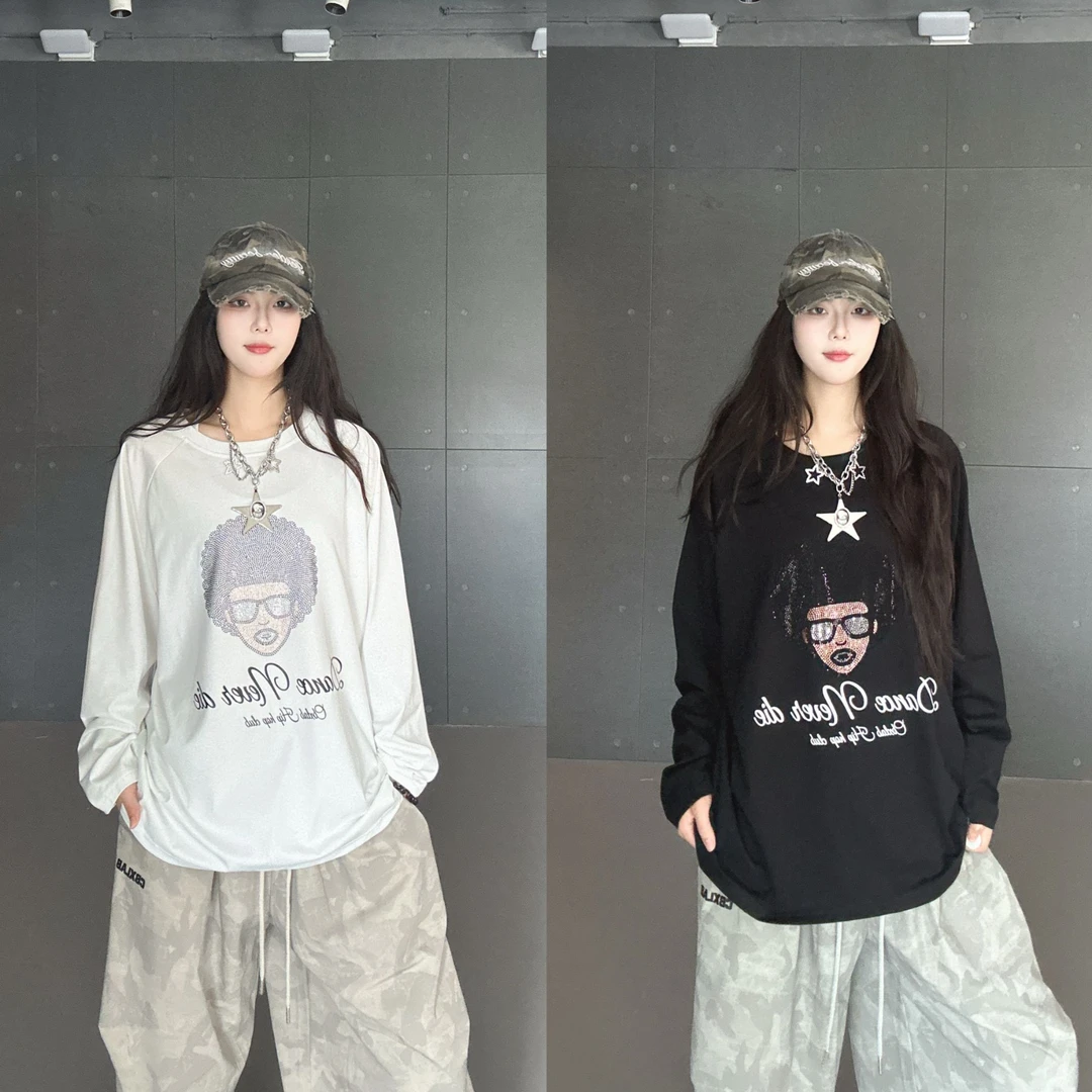 【达人专属】CBXLAB街舞潮牌钻石肖像美式长袖百搭长袖宽松嘻哈打底