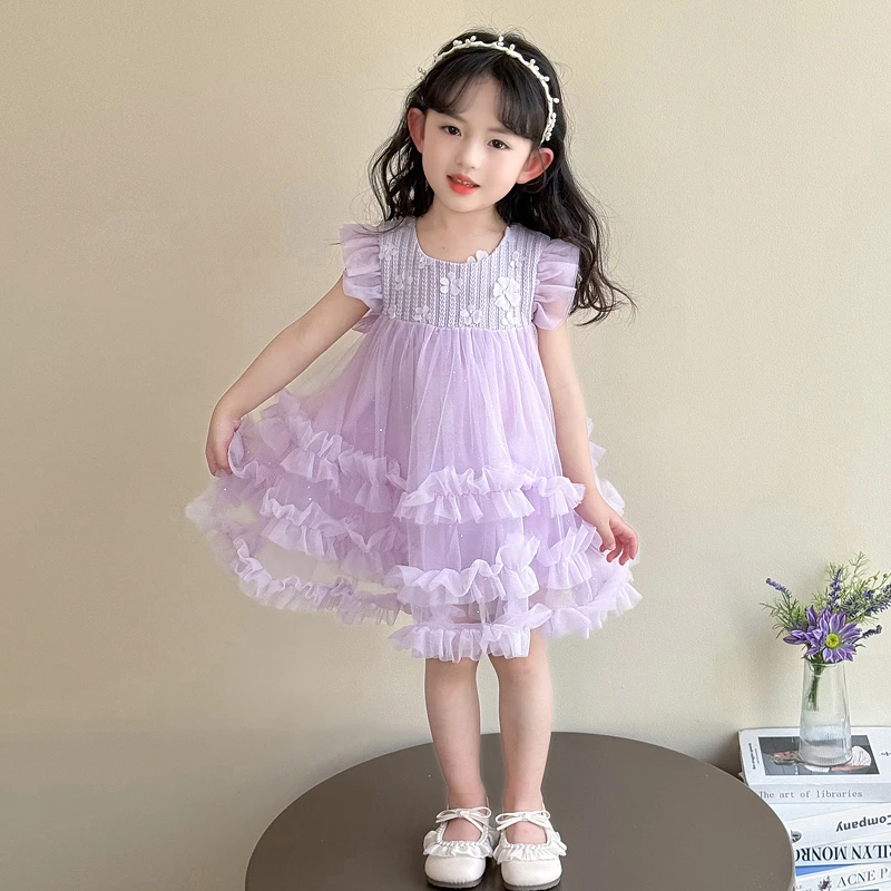 女童连衣裙夏季2025新款儿童洋气公主裙小童裙子女宝宝纱裙蓬蓬裙