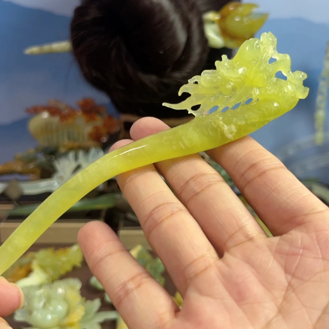 蛇纹石玉发饰合金