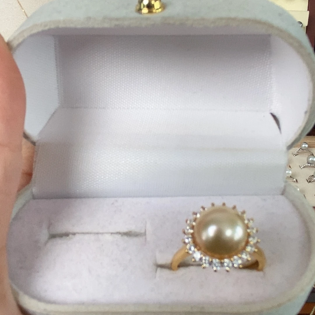 海水珍珠戒圈银S925镶嵌